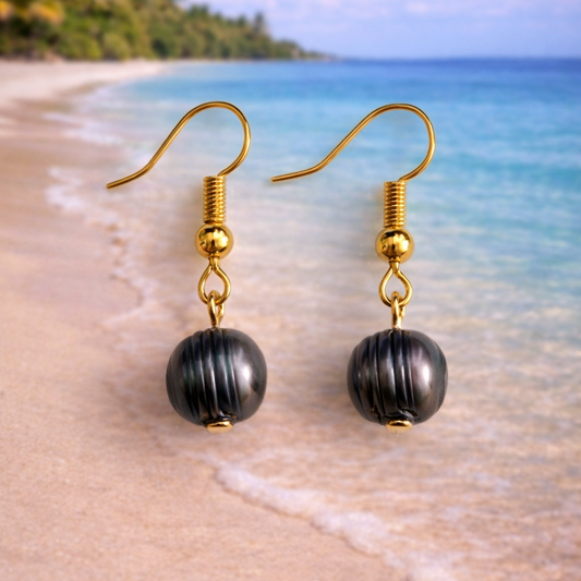 Pearl Earrings Dark Gray